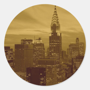 Vintage New York Manhattan Runder Aufkleber