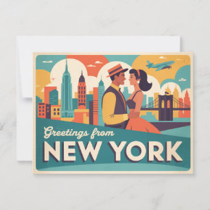 Vintage New York Postkarte   Grüße aus