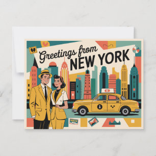 Vintage New York Postkarte   Grüße aus