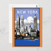Vintage New York Skyline Postkarte (Vorne/Hinten)