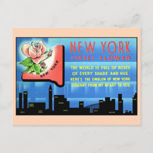 Vintage New York State Blume und Liebesgedicht Rei Postkarte