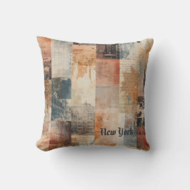 Vintage New York Urban Collage Art Kissen
