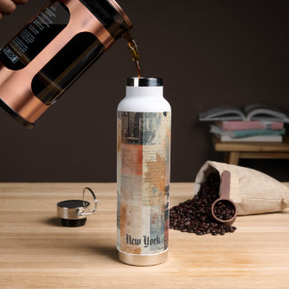 Vintage New York Urban Collage Art Trinkflasche