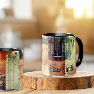 Vintage-New-York-Urban-Collage-Kunst Tasse