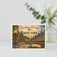 Vintage New York Weihnachtspostkarte