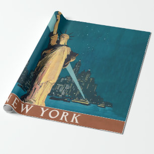 Vintage New York Wonder City Freiheitsstatue Kunst Geschenkpapier