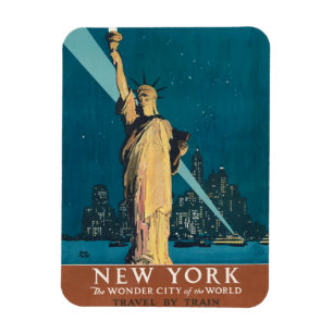 Vintage New York Wonder City Freiheitsstatue Kunst Magnet