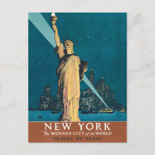 Vintage New York Wonder City Freiheitsstatue Kunst Postkarte