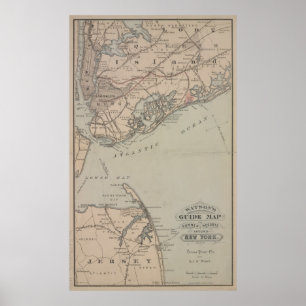 Vintage New- Yorkbucht u. Atlantik-Karte (1880) Poster