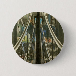 Vintage New Yorker Architektur, Brooklyn Bridge Button
