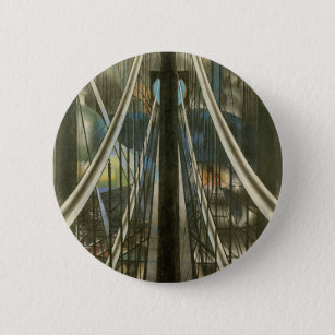 Vintage New Yorker Architektur, Brooklyn Bridge Button