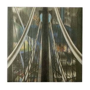 Vintage New Yorker Architektur, Brooklyn Bridge Fliese