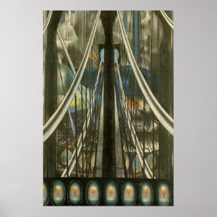 Vintage New Yorker Architektur, Brooklyn Bridge Poster