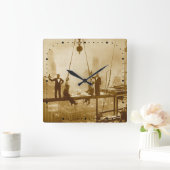 Vintage New Yorker Eisenarbeiter Quadratische Wanduhr (Zuhause)