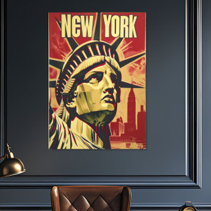 Vintage New Yorker Lady Liberty Travel Wall Poster