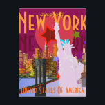 Vintage New Yorker Reise Postkarte<br><div class="desc">Vintage New York Travel Postcard. Vintag aussehen phantastische New Yorker Postkarte mit der berühmten Skyline und Freiheitsstatue und mit vollständig anpassbarem Text "phantastisch",  "New York",  "New York" und "USA". Eine großartige Souvenirkarte von NY City!</div>