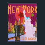 Vintage New Yorker Reise Postkarte<br><div class="desc">Vintage New York Travel Postcard. Vintag aussehen phantastische New Yorker Postkarte mit der berühmten Skyline und Freiheitsstatue und mit vollständig anpassbarem Text "phantastisch",  "New York",  "New York" und "USA". Eine großartige Souvenirkarte von NY City!</div>