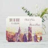 Vintage New Yorker Skyline Save The Date (Stehend Vorderseite)