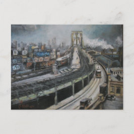 Vintage New Yorker Stadtmalerei Brooklyn Bridge Postkarte
