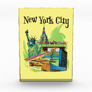 Vintage New Yorker Statue der Freiheit Reisekunst Fotoblock