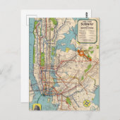 Vintage New Yorker U-Bahn-Karte Postkarte (Vorne/Hinten)