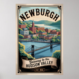 Vintage Newburgh New York Retro-Reise Poster