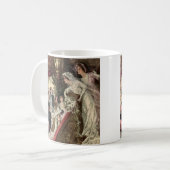 Vintage Newlyweds, Viktorianische Bride Tossing Bo Kaffeetasse (Vorderseite Links)