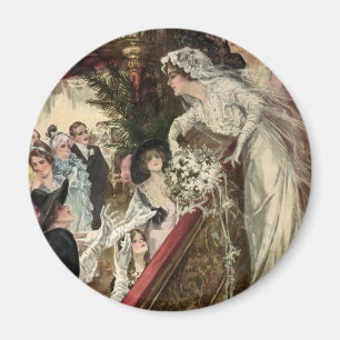 Vintage Newlyweds, Viktorianische Bride Tossing Bo Magnet