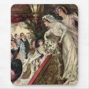 Vintage Newlyweds, Viktorianische Bride Tossing Bo Mousepad