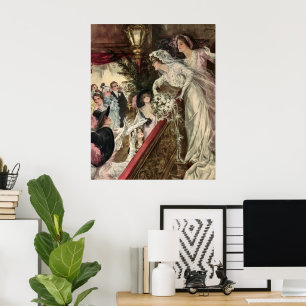 Vintage Newlyweds, Viktorianische Bride Tossing Bo Poster