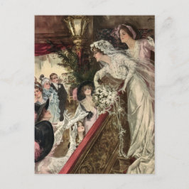 Vintage Newlyweds, Viktorianische Bride Tossing Bo Postkarte
