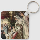 Vintage Newlyweds, Viktorianische Bride Tossing Bo Schlüsselanhänger (Rückseite)