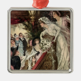 Vintage Newlyweds, Viktorianische Bride Tossing Bo Silbernes Ornament