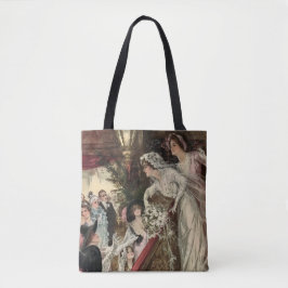Vintage Newlyweds, Viktorianische Bride Tossing Bo Tasche
