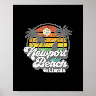 Vintage Newport Beach Kalifornien Ca Surfen Retro  Poster