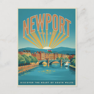Vintage Newport Castle, Wales Geschenke und Souven Postkarte