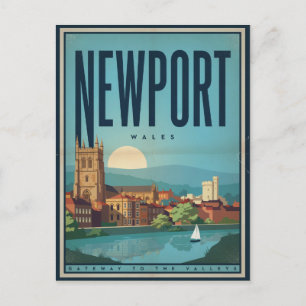 Vintage Newport Castle, Wales Geschenke und Souven Postkarte