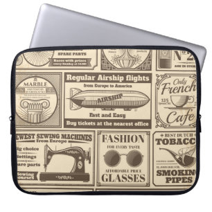 Vintage newspaper banners and advertising labels v laptopschutzhülle