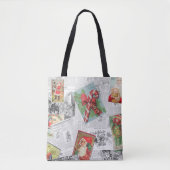Vintage Newspaper Christmas Card Collage Tote Tasche (Vorderseite)