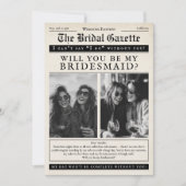 Vintage Newspaper Funny Be my Bridesmaid Proposal Einladung (Vorderseite)