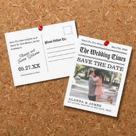 Vintage Newspaper Headline Photo Save the Date Postkarte