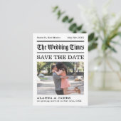 Vintage Newspaper Headline Photo Save the Date Postkarte (Stehend Vorderseite)