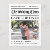 Vintage Newspaper Headline Photo Save the Date Postkarte (Vorderseite)