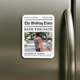 Vintage Newspaper Photo Save the Date Magnet