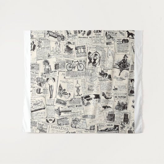 Vintage Newspaper Wandteppich (Vorderseite (Horizontal))