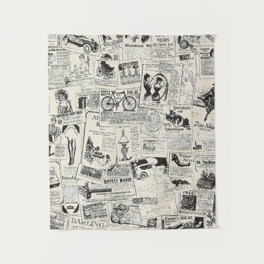 Vintage Newspaper  Wandteppich (Vorderseite)