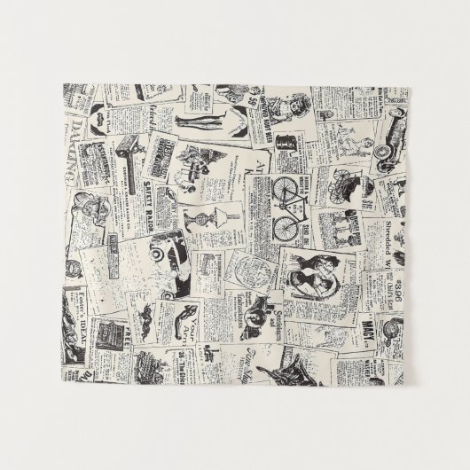 Vintage Newspaper  Wandteppich (Vorderseite (Horizontal))