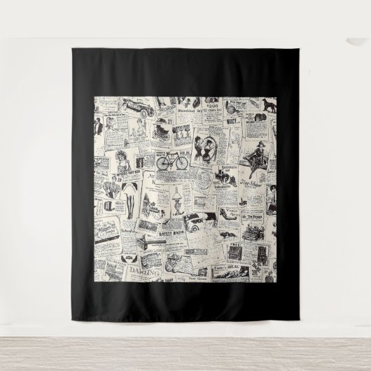 Vintage Newspaper   Wandteppich (Vorderseite)