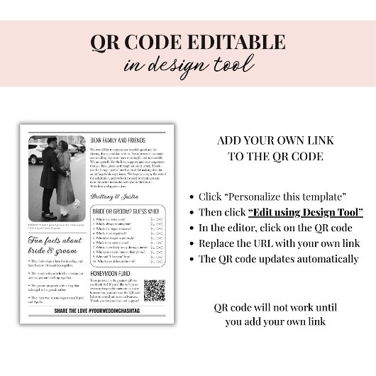 Vintage Newspaper Wedding Program | Classic Black  Karte