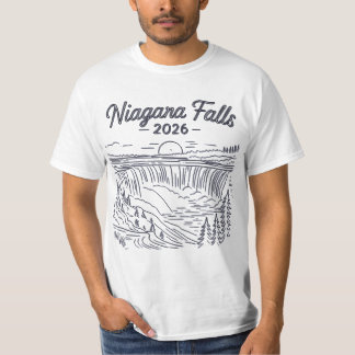 Vintage Niagara Falls 2026 Linienkunst-Skizze  T-Shirt